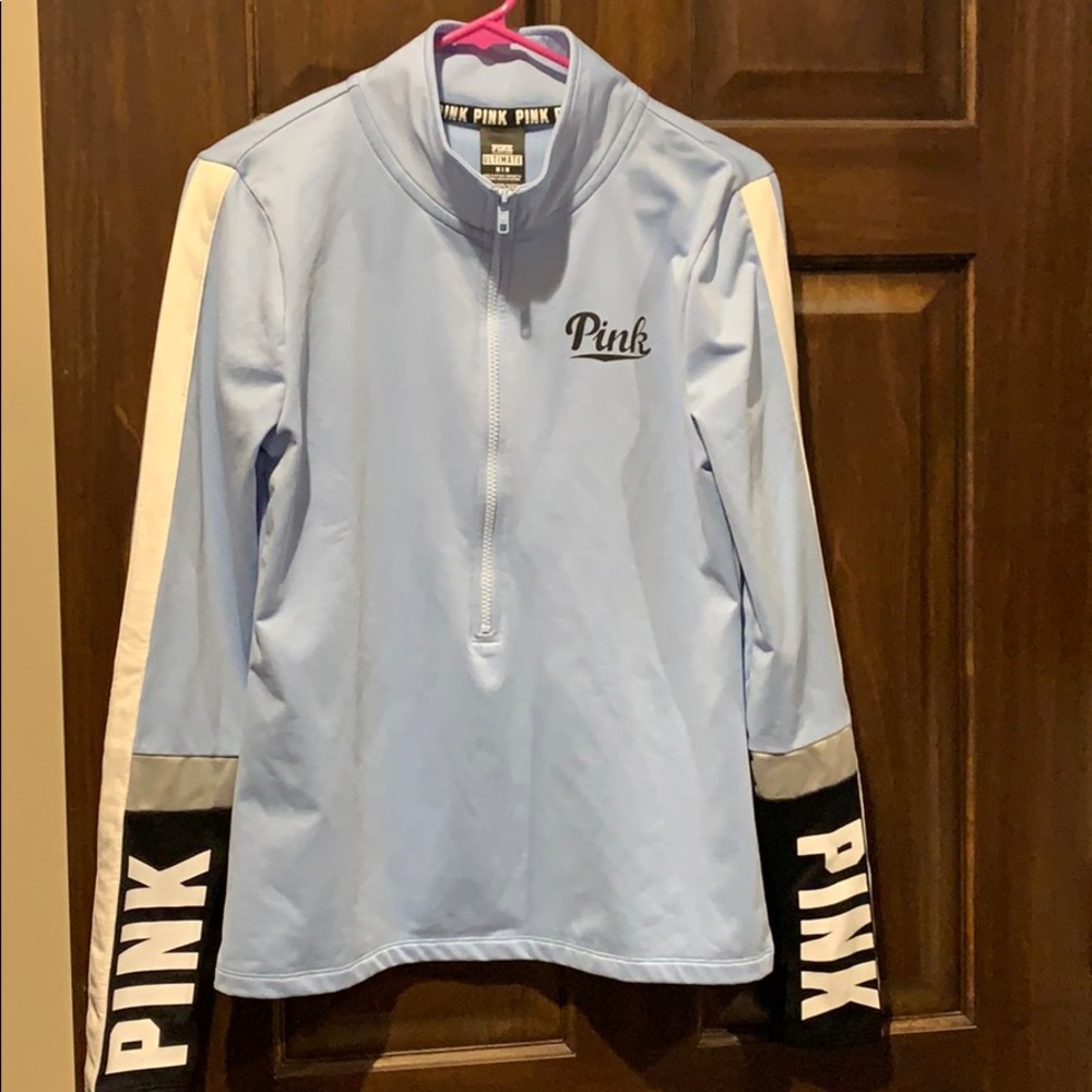 Pink Quarter Zip Pullover Baby Blue and Black